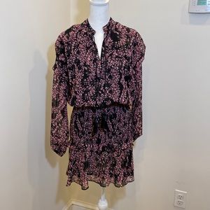 Lady’s Aqua floral cinched waist dress- size s